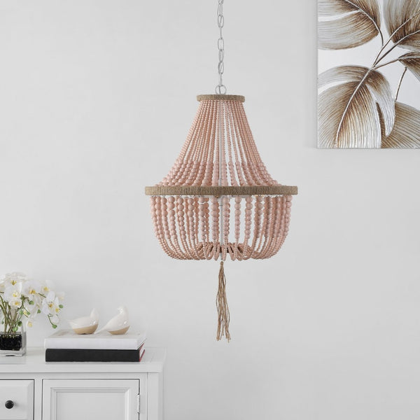 Safavieh LUSH Kristi Beads Pendant Lamp – Elevate Your Space with Elegant Lighting and Timeless Design Appeal Blush LIT4477E