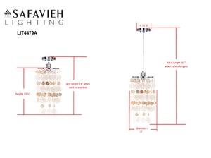 Safavieh MODERN Capiz Pendant Lamp in Chrome - Adjustable Coastal Lighting for Dining Rooms & Entryways LIT4479A