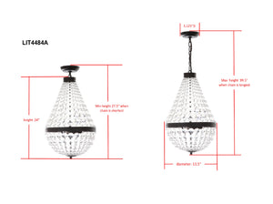 Safavieh Crystal Empire 3 Light 13.5 Inch Dia Pendant Rust/Clear LIT4484A