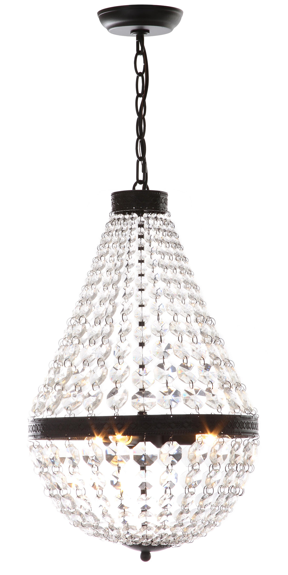 Safavieh Crystal Empire 3 Light 13.5 Inch Dia Pendant Rust/Clear LIT4484A