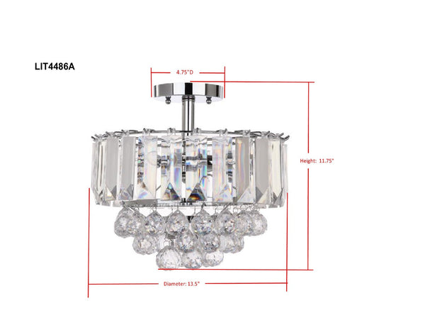 Safavieh VAXCEL Chrome Ceiling Lamp - Modern Flush-Mount Light Fixture for Stylish Living Rooms & Dining Areas LIT4486A