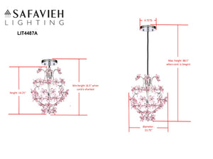 Safavieh RAZ Floral Pendant Lamp in Chrome – Modern Adjustable Lighting for Dining & Living Spaces, 11.75" W LIT4487A