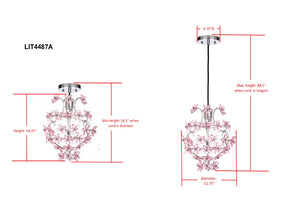 Safavieh RAZ Floral Pendant Lamp in Chrome – Modern Adjustable Lighting for Dining & Living Spaces, 11.75" W LIT4487A