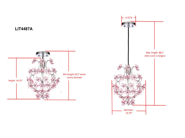 Safavieh RAZ Floral Pendant Lamp in Chrome – Modern Adjustable Lighting for Dining & Living Spaces, 11.75" W LIT4487A