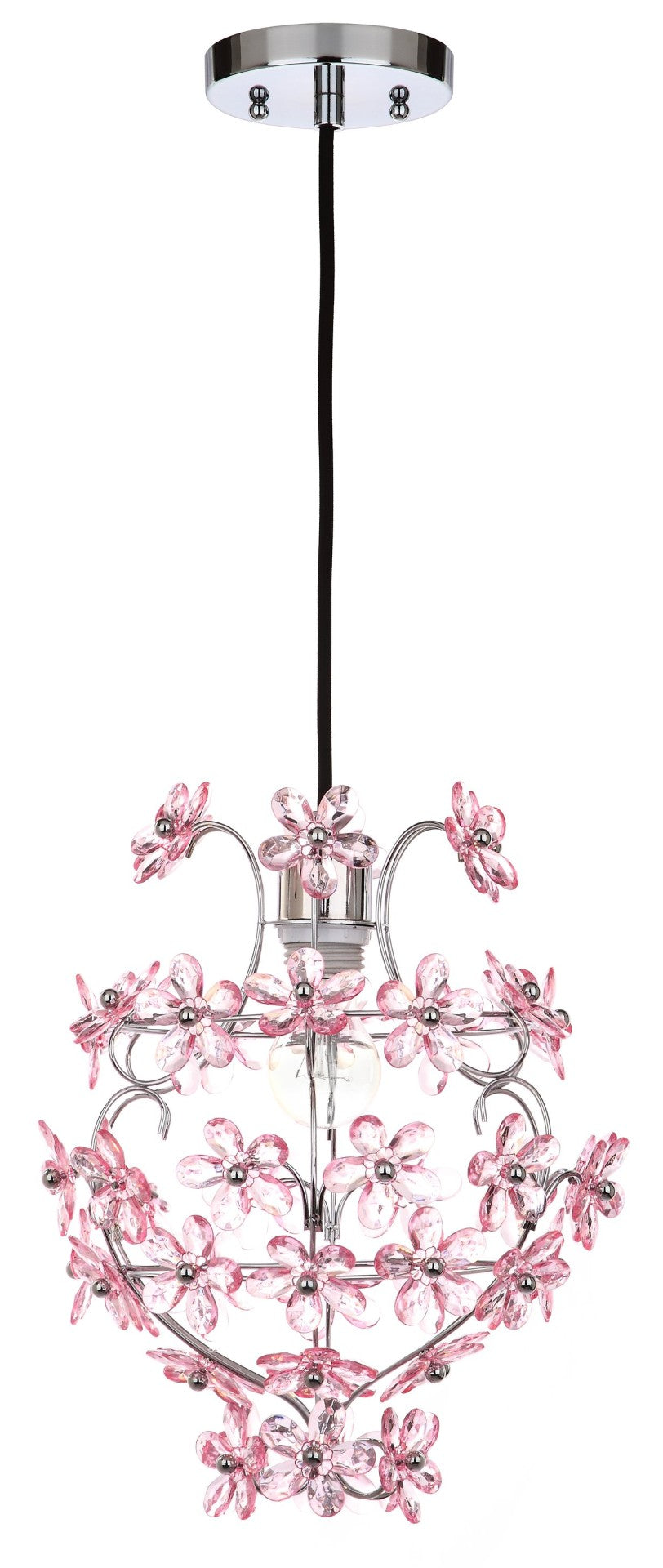 Safavieh RAZ Floral Pendant Lamp in Chrome – Modern Adjustable Lighting for Dining & Living Spaces, 11.75" W LIT4487A