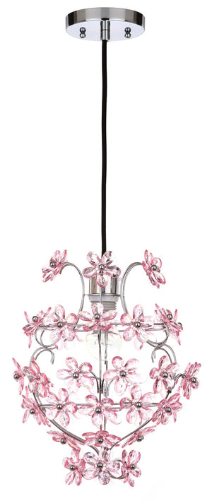 Safavieh RAZ Floral Pendant Lamp in Chrome – Modern Adjustable Lighting for Dining & Living Spaces, 11.75" W LIT4487A