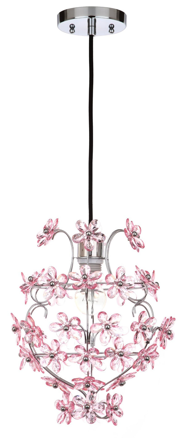 Safavieh RAZ Floral Pendant Lamp in Chrome – Modern Adjustable Lighting for Dining & Living Spaces, 11.75" W LIT4487A