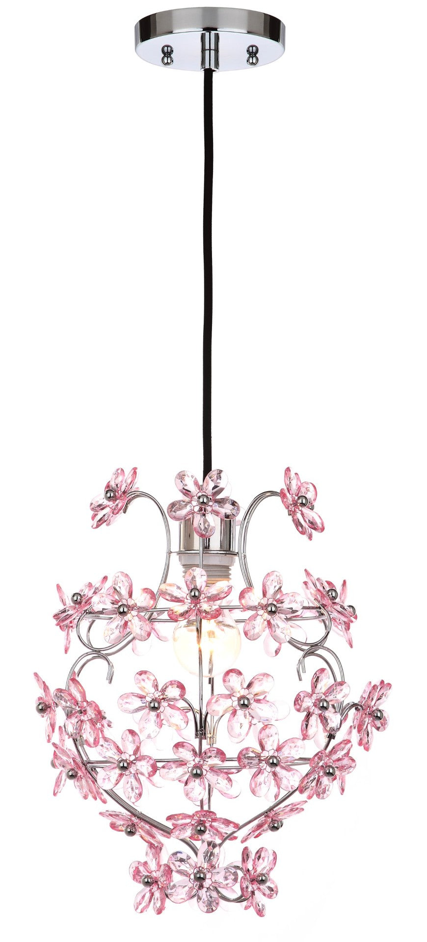 Safavieh RAZ Floral Pendant Lamp in Chrome – Modern Adjustable Lighting for Dining & Living Spaces, 11.75" W LIT4487A