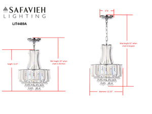 Safavieh Modern Crown 1 Light 12.25 Inch Dia Pendant Chrome/Clear LIT4489A