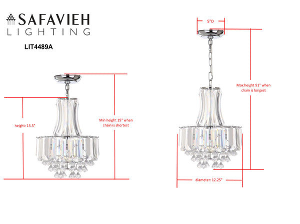Safavieh Modern Crown 1 Light 12.25 Inch Dia Pendant Chrome/Clear LIT4489A