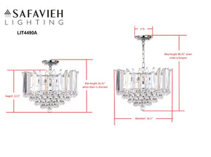 Safavieh HAMPTON, 2-Light Extendable Pendant Light - Clear Acrylic & Chrome Finish for Modern Spaces LIT4490A