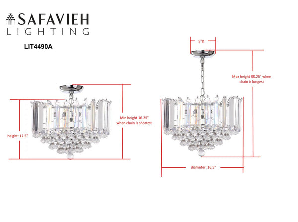 Safavieh HAMPTON, 2-Light Extendable Pendant Light - Clear Acrylic & Chrome Finish for Modern Spaces LIT4490A