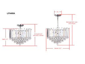 Safavieh HAMPTON, 2-Light Extendable Pendant Light - Clear Acrylic & Chrome Finish for Modern Spaces LIT4490A