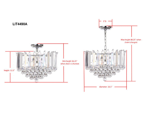 Safavieh HAMPTON, 2-Light Extendable Pendant Light - Clear Acrylic & Chrome Finish for Modern Spaces LIT4490A