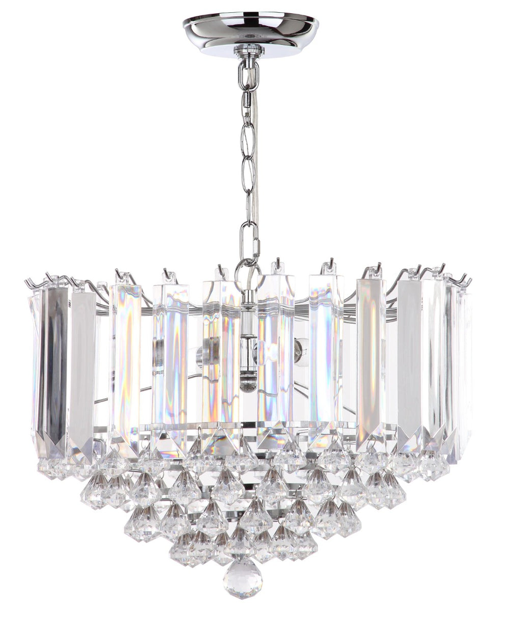 Safavieh HAMPTON, 2-Light Extendable Pendant Light - Clear Acrylic & Chrome Finish for Modern Spaces LIT4490A