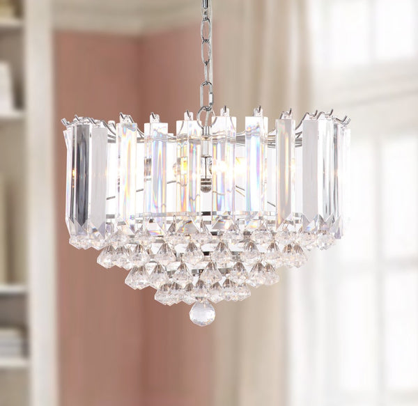 Safavieh HAMPTON, 2-Light Extendable Pendant Light - Clear Acrylic & Chrome Finish for Modern Spaces LIT4490A