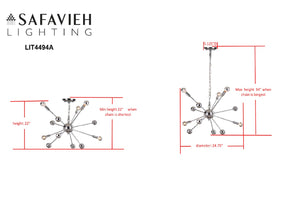 Safavieh MATRIX Sputnik Pendant Lamp - Polished Chrome Fixture for Modern Spaces, Adjustable Height Design LIT4494A