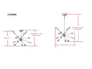 Safavieh MATRIX Sputnik Pendant Lamp - Polished Chrome Fixture for Modern Spaces, Adjustable Height Design LIT4494A