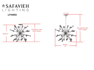 Safavieh STARBURST Sputnik Pendant Lamp - Polished Chrome, Adjustable Hanging Height, Modern Design for Home Decor LIT4495A