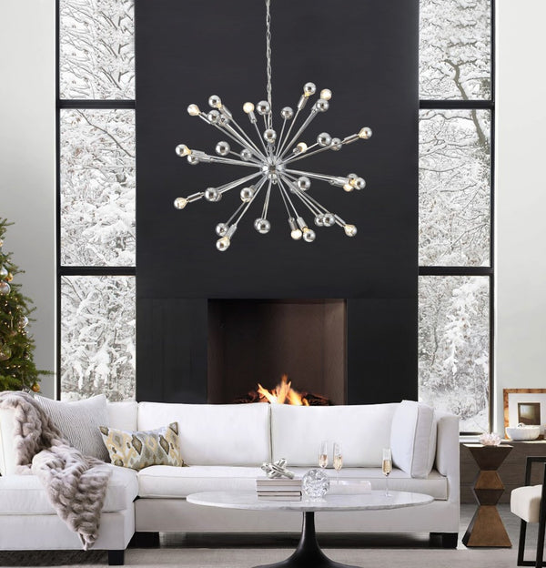 Safavieh STARBURST Sputnik Pendant Lamp - Polished Chrome, Adjustable Hanging Height, Modern Design for Home Decor LIT4495A