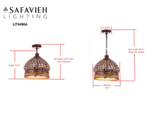 Safavieh SULTAN Jeweled Pendant Lamp - Dark Brown Elegance with Adjustable Height for Stunning Illumination LIT4496A