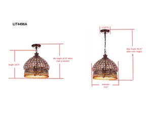 Safavieh SULTAN Jeweled Pendant Lamp - Dark Brown Elegance with Adjustable Height for Stunning Illumination LIT4496A