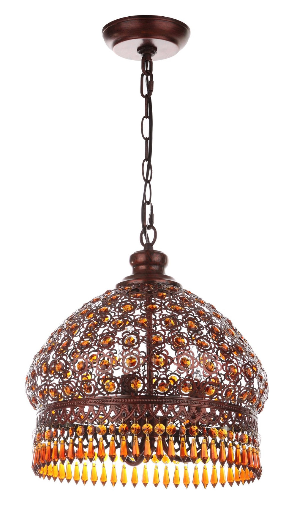 Safavieh SULTAN Jeweled Pendant Lamp - Dark Brown Elegance with Adjustable Height for Stunning Illumination LIT4496A
