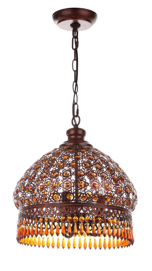 Safavieh SULTAN Jeweled Pendant Lamp - Dark Brown Elegance with Adjustable Height for Stunning Illumination LIT4496A