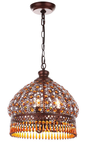 Safavieh SULTAN Jeweled Pendant Lamp - Dark Brown Elegance with Adjustable Height for Stunning Illumination LIT4496A