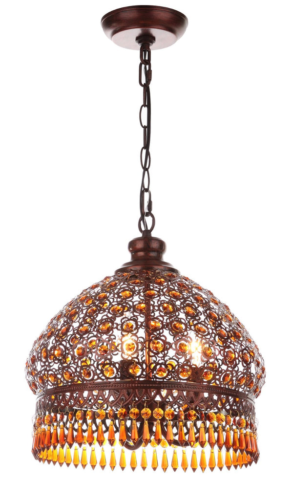 Safavieh SULTAN Jeweled Pendant Lamp - Dark Brown Elegance with Adjustable Height for Stunning Illumination LIT4496A