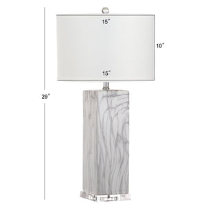 Safavieh OLYMPIA, 29-Inch Ceramic Table Lamp Set of 2 - Stylish White/Black Design with USB Charging Ports LIT4500A-SET2-U