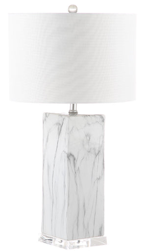 Safavieh OLYMPIA, 29-Inch Ceramic Table Lamp Set of 2 - Stylish White/Black Design with USB Charging Ports LIT4500A-SET2-U