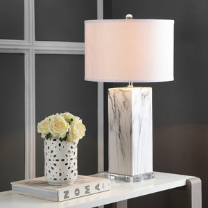Safavieh OLYMPIA Marble Table Lamp – Striking Black & White Design for Modern Home Décor & Ambient Lighting LIT4500A-SET2