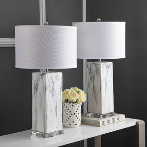 Safavieh OLYMPIA Marble Table Lamp – Striking Black & White Design for Modern Home Décor & Ambient Lighting LIT4500A-SET2