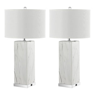 Safavieh OLYMPIA Marble Table Lamp – Striking Black & White Design for Modern Home Décor & Ambient Lighting LIT4500A-SET2