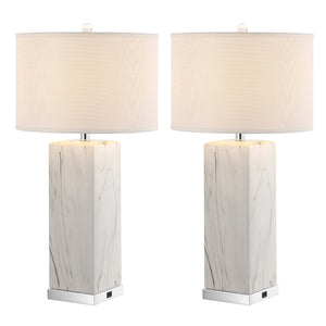 Safavieh OLYMPIA Marble Table Lamp – Striking Black & White Design for Modern Home Décor & Ambient Lighting LIT4500A-SET2