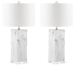 Safavieh OLYMPIA Marble Table Lamp – Striking Black & White Design for Modern Home Décor & Ambient Lighting LIT4500A-SET2