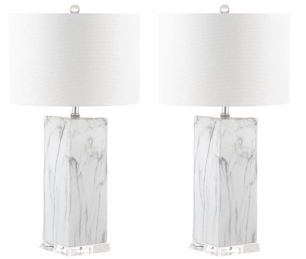 Safavieh OLYMPIA Marble Table Lamp – Striking Black & White Design for Modern Home Décor & Ambient Lighting LIT4500A-SET2