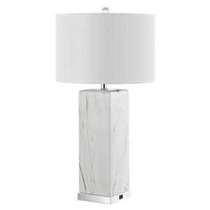 Safavieh OLYMPIA Marble Table Lamp – Striking Black & White Design for Modern Home Décor & Ambient Lighting LIT4500A-SET2