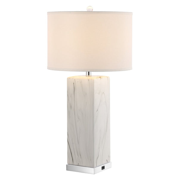 Safavieh OLYMPIA Marble Table Lamp – Striking Black & White Design for Modern Home Décor & Ambient Lighting LIT4500A-SET2