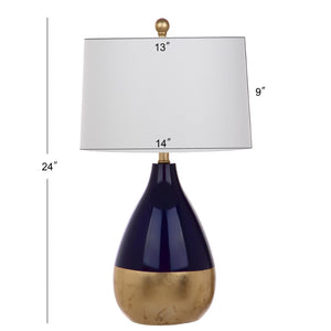 Safavieh KINGSHIP Navy and Gold Glass Table Lamp - Elegant Accent for Modern and Classic Interiors, 24"H LIT4502A-SET2