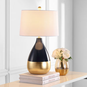 Safavieh KINGSHIP Navy and Gold Glass Table Lamp - Elegant Accent for Modern and Classic Interiors, 24"H LIT4502A-SET2