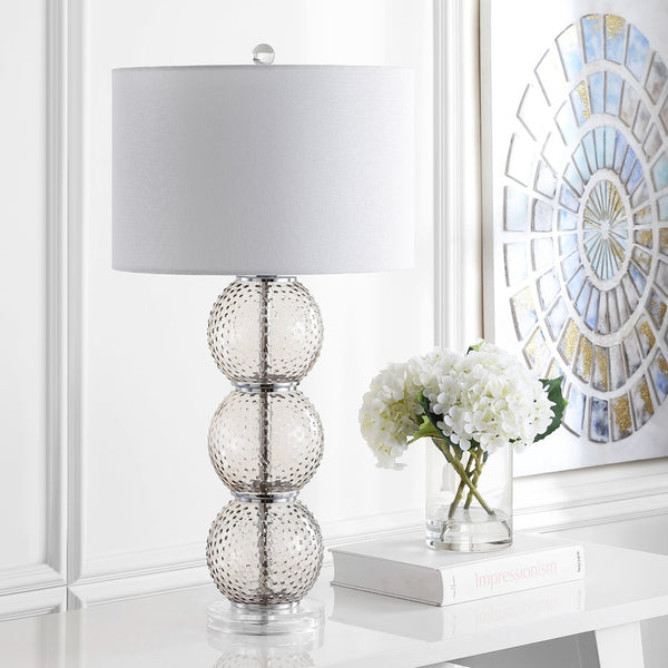 Safavieh PORT Robert Table Lamp in Smoked Glass – Contemporary Accent with Warm Glow for Any Room Decor LIT4506A-SET2