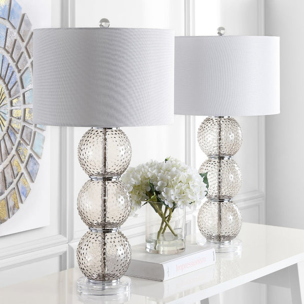 Safavieh PORT Robert Table Lamp in Smoked Glass – Contemporary Accent with Warm Glow for Any Room Decor LIT4506A-SET2