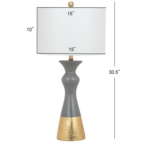 Safavieh IRIS, Elegant Grey and Gold Ceramic Table Lamp Set of 2 – Modern Ambiance for Any Room Decor! LIT4513A-SET2