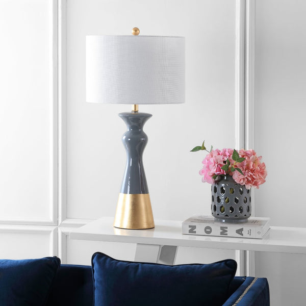 Safavieh IRIS, Elegant Grey and Gold Ceramic Table Lamp Set of 2 – Modern Ambiance for Any Room Decor! LIT4513A-SET2