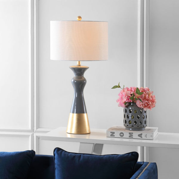Safavieh IRIS, Elegant Grey and Gold Ceramic Table Lamp Set of 2 – Modern Ambiance for Any Room Decor! LIT4513A-SET2