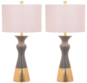 Safavieh IRIS, Elegant Grey and Gold Ceramic Table Lamp Set of 2 – Modern Ambiance for Any Room Decor! LIT4513A-SET2