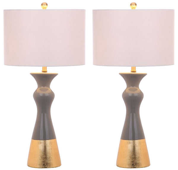Safavieh IRIS, Elegant Grey and Gold Ceramic Table Lamp Set of 2 – Modern Ambiance for Any Room Decor! LIT4513A-SET2