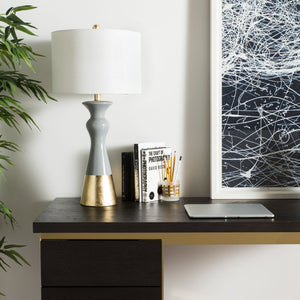 Safavieh IRIS, Elegant Grey and Gold Ceramic Table Lamp Set of 2 – Modern Ambiance for Any Room Decor! LIT4513A-SET2